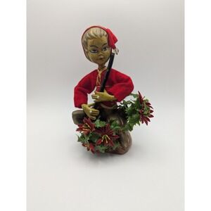 Vintage Tilso Pixie Christmas Elf Golden Fantasy 1950s 7" tall Asian Musician